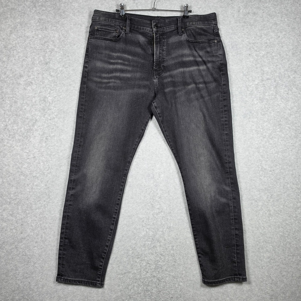 Lucky Brand Jeans Mens Sz 38x30 Washed Black 411 Athletic Tapered Stretch Whiske